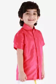  Pink Silk Blend Ethnic Shirt