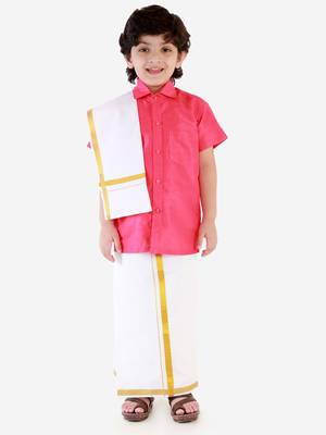 Pink Silk Blend Ethnic Shirt 5