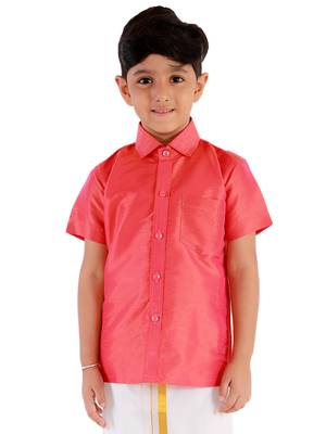  Red Silk Blend Ethnic Shirt 1