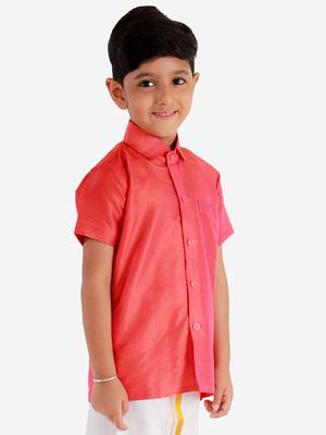  Red Silk Blend Ethnic Shirt 3