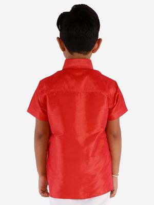  Red Silk Blend Ethnic Shirt 4