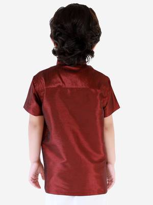  Wine Silk Blend Ethnic Shirt 4