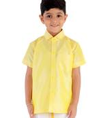 Boys Yellow Silk Blend Ethnic Shirt