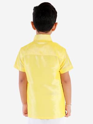 Boys Yellow Silk Blend Ethnic Shirt 4