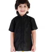  Black Silk Blend Ethnic Shirt