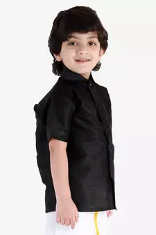  Black Silk Blend Ethnic Shirt