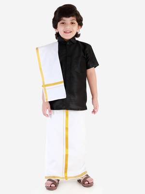  Black Silk Blend Ethnic Shirt 5