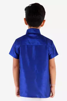  Blue Silk Blend Ethnic Shirt