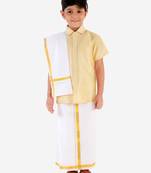 Gold plain silk blend boys shirt