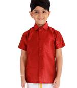 Maroon plain silk blend -dhoti-kurta