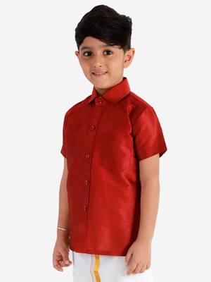 Maroon plain silk blend -dhoti-kurta 3