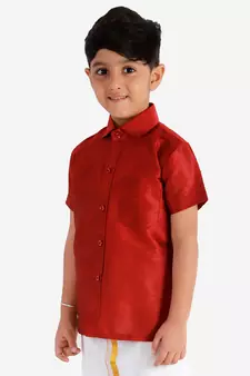 Maroon plain silk blend -dhoti-kurta