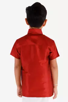 Maroon plain silk blend -dhoti-kurta