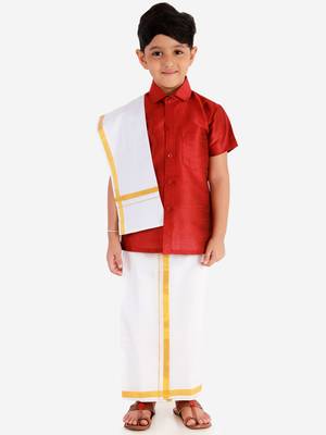 Maroon plain silk blend -dhoti-kurta 5