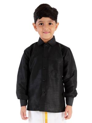  Black Silk Blend Ethnic Shirt 1