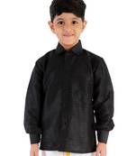  Black Silk Blend Ethnic Shirt