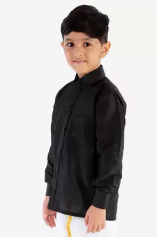  Black Silk Blend Ethnic Shirt