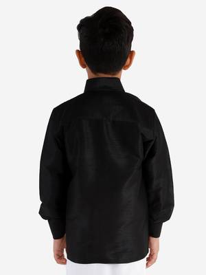  Black Silk Blend Ethnic Shirt 4