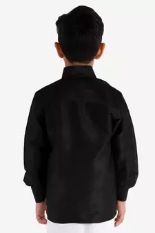  Black Silk Blend Ethnic Shirt