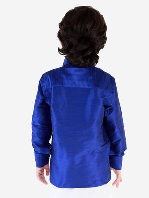  Blue Silk Blend Ethnic Shirt 4