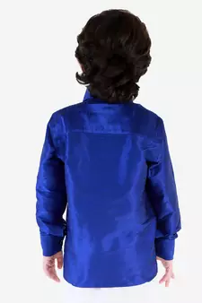  Blue Silk Blend Ethnic Shirt