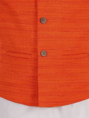  Orange And White Jacket, Kurta And Dhoti Set 4