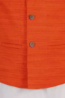  Orange And White Jacket, Kurta And Dhoti Set