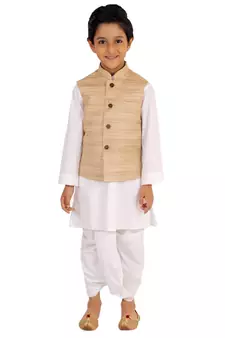 White plain pure cotton boys-dhoti-kurta