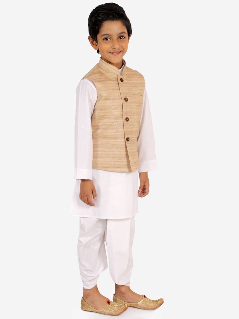 White plain pure cotton boys-dhoti-kurta