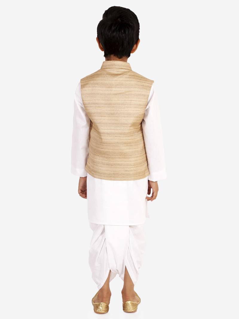 White plain pure cotton boys-dhoti-kurta