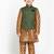 Yellow printed silk blend boys-kurta-pyjama