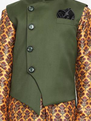 Yellow printed silk blend -kurta-pyjama 4
