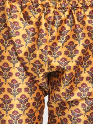 Yellow printed silk blend -kurta-pyjama 5
