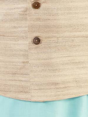 Boys' Beige, Aqua And White Jacket, Kurta And Pyjama Set 4