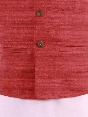  Maroon, Pink And White Jacket, Kurta And Pyjama Set 4