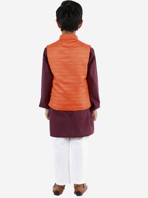  Orange, Purple And White Jacket, Kurta And Pyjama Set 4