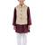 Boys' Beige, Purple And White Jacket, Kurta And Pyjama Set