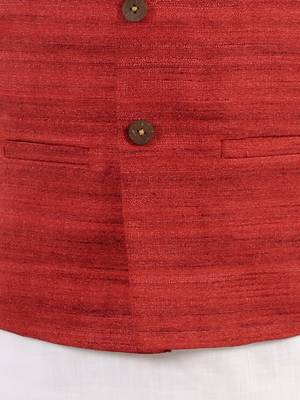 Maroon And White Jacket, Kurta and Pyjama Set 5