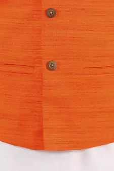 Orange And White Jacket, Kurta and Pyjama Set