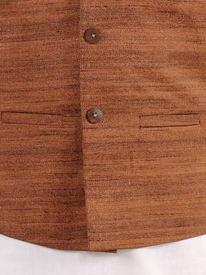  Coffee Brown And White Jacket, Kurta And Pyjama Set 5