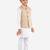 Boys' Beige And White Jacket, Kurta And Pyjama Set