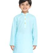 Boys' Solid Cotton Aqua Blue Kurta