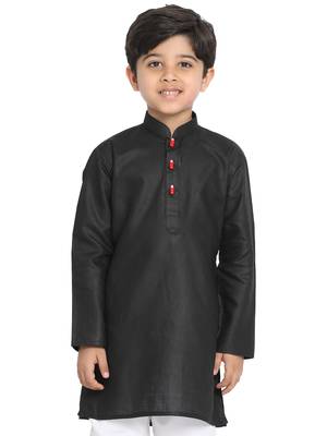  Solid Cotton Black Kurta 1