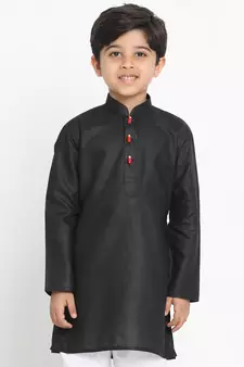  Solid Cotton Black Kurta