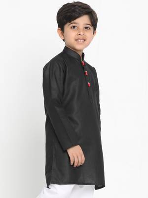  Solid Cotton Black Kurta 3