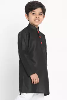  Solid Cotton Black Kurta