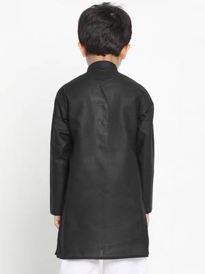  Solid Cotton Black Kurta 4