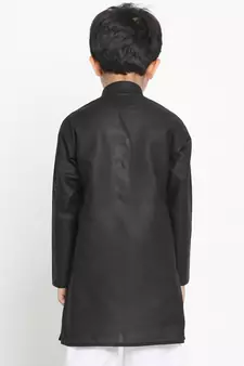  Solid Cotton Black Kurta