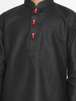  Solid Cotton Black Kurta 5