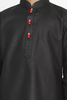  Solid Cotton Black Kurta